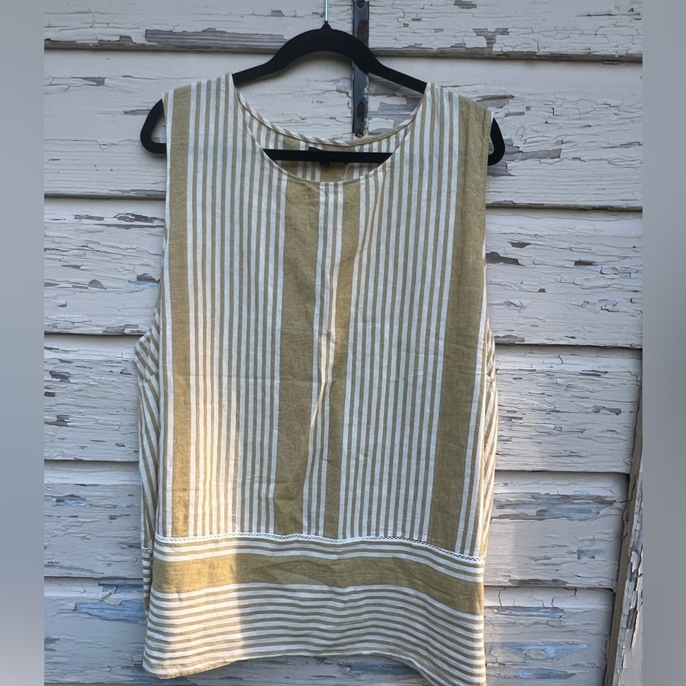 For Cynthia 100% Linen Lagenlook Beachy Boho Sleeveless Summer Blouse Top 3X